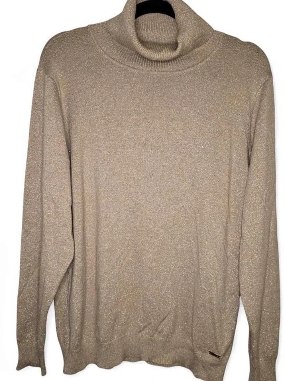 Calvin Klein Metallic Cowl Neck Sweater in Brown Size XL